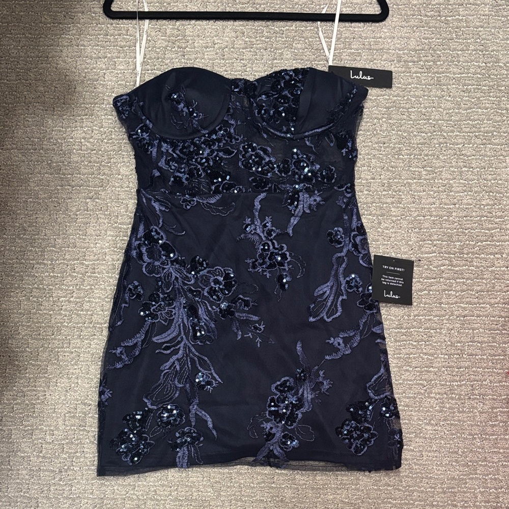 Lulu's Midnight Blue Strapless Dress